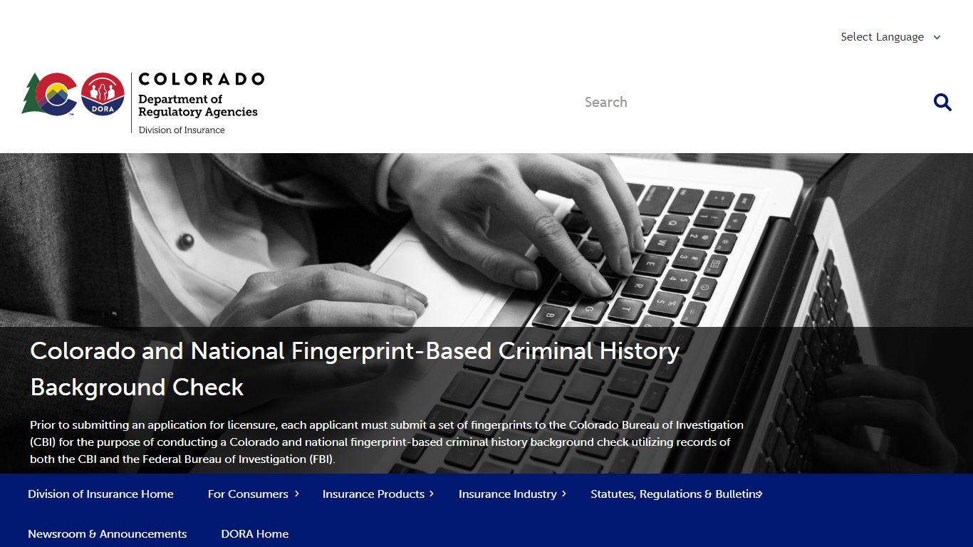 Colorado and National Fingerprint-Based Criminal History Background Check
