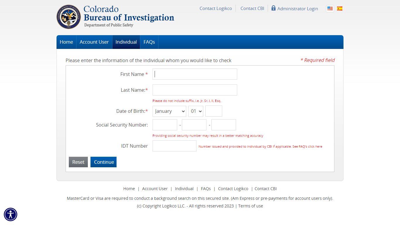Individual Search - State of Colorado Criminal History Check