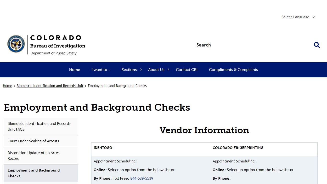 Employment and Background Checks | Colorado Bureau of Investigation